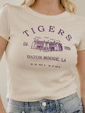 LSU Tigers Stadium Coordinates Off White Micro Cropped Tee