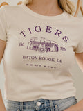 LSU Tigers Stadium Coordinates Off White Micro Cropped Tee