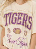 LSU Tigers Wave Arch Off White Thrifted Tee