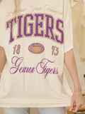 LSU Tigers Wave Arch Off White Thrifted Tee
