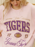 LSU Tigers Wave Arch Pink Thrifted Sweatshirt