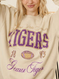 LSU Tigers Wave Arch Sand Thrifted Sweatshirt