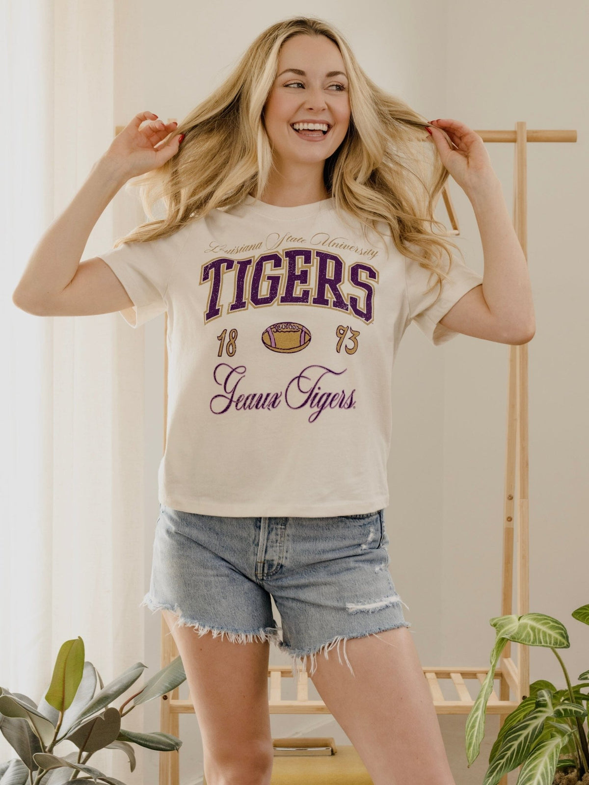 LSU Tigers Wave Arch Vintage White Ellie Perfect Tee