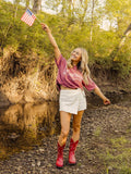Made For You & Me America Bows Crimson Tee