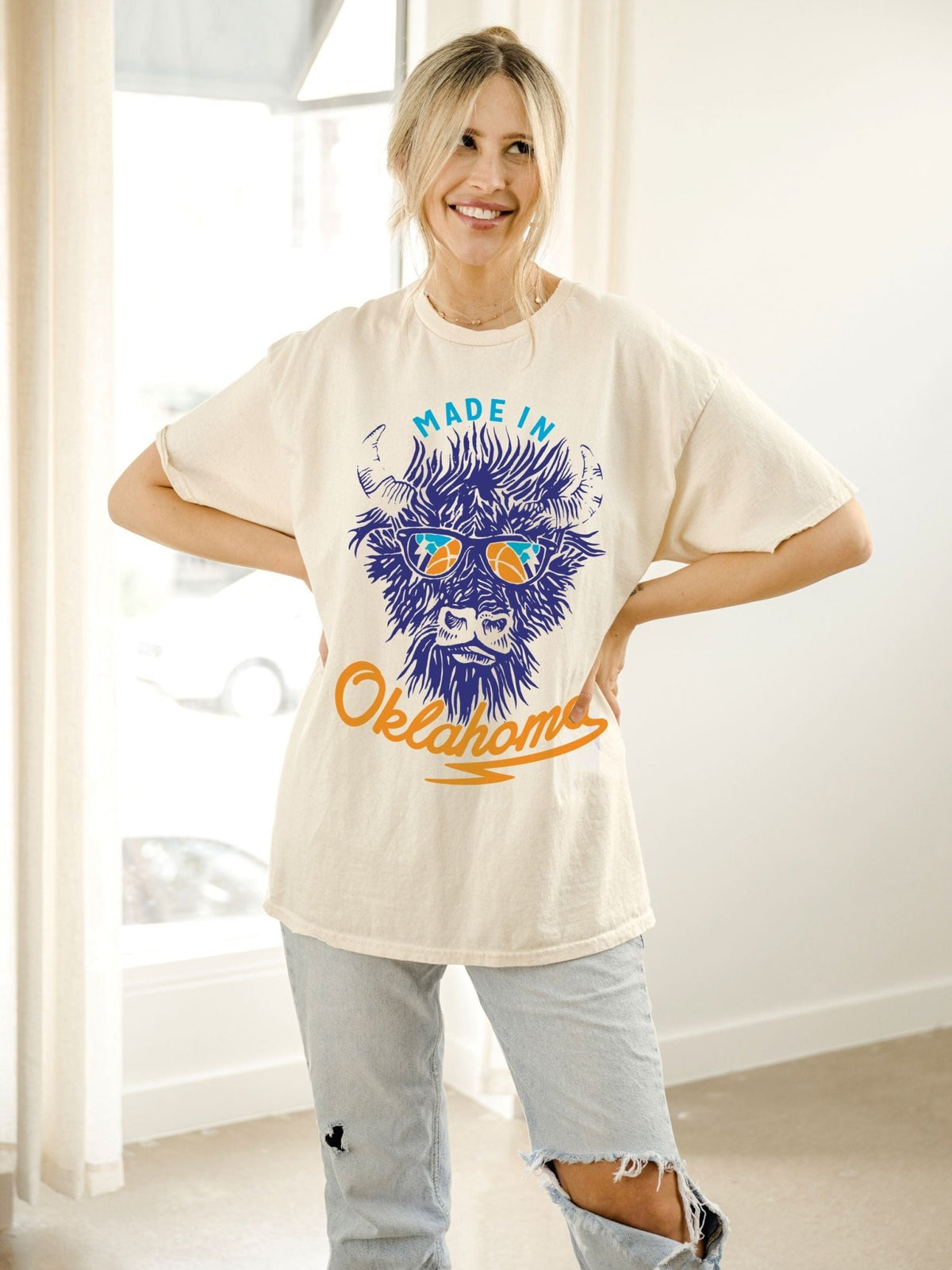 Made in Oklahoma Off White Thrifted Tee