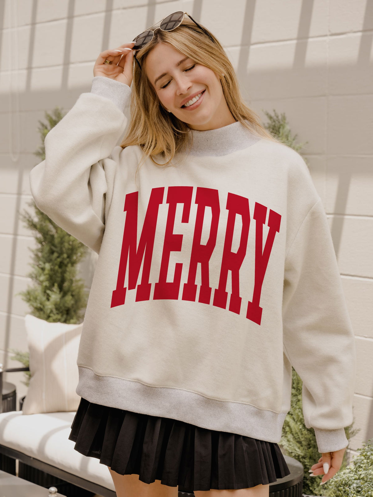 MERRY Tall Boy Gray Mock Neck Reversible Sweatshirt