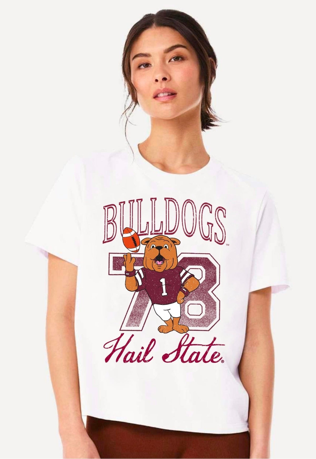 Mississippi State Bulldogs Club Mascot White Ellie Perfect Tee