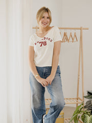 Mississippi State Bulldogs College Arch Off White Off Shoulder Tee