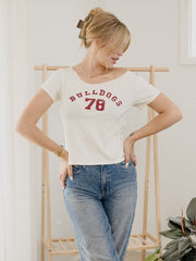 Mississippi State Bulldogs College Arch Off White Off Shoulder Tee