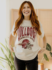 Mississippi State Bulldogs Established Date Helmet Off White Thrifted Tee