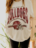 Mississippi State Bulldogs Established Date Helmet Off White Thrifted Tee