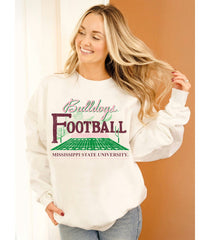 Mississippi State Bulldogs Football Field White Sweatshirt
