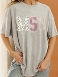 Mississippi State Bulldogs Quilted Puff Ink Ash Gray Thrifted Tee
