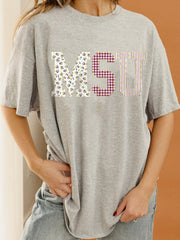 Mississippi State Bulldogs Quilted Puff Ink Ash Gray Thrifted Tee