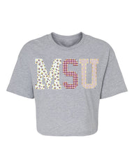 Mississippi State Bulldogs Quilted Puff Ink Gray Cropped Tee