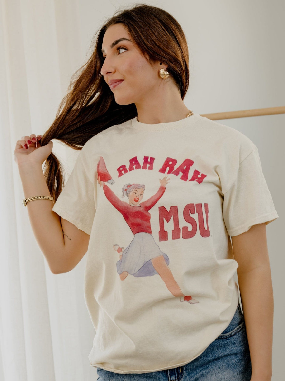Mississippi State Bulldogs Rah Rah Off White Thrifted Tee