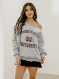Mississippi State Bulldogs Vintage Sport Ash Gray Flashdance Sweatshirt