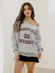 Mississippi State Bulldogs Vintage Sport Ash Gray Flashdance Sweatshirt