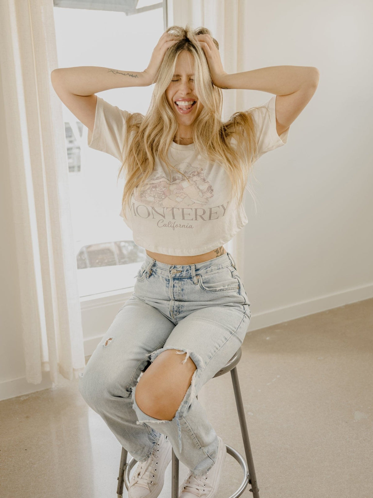 Monterey Off White Cropped Tee
