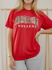 Nebraska Huskers Camo Filled Gault Red Tee