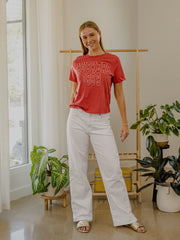 Nebraska Huskers College Block Puff Ink Red Ellie Perfect Tee