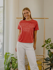 Nebraska Huskers College Block Puff Ink Red Ellie Perfect Tee