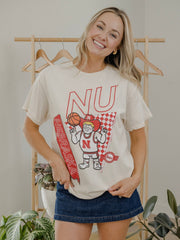 Nebraska Huskers Courtside Basketball Off White Thrifted Tee