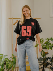 Nebraska Huskers Crest Stamp Black Thrifted Tee