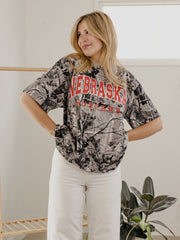 Nebraska Huskers Filled Gault Black/White Camouflage Tee