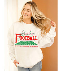 Nebraska Huskers Football Field White Sweatshirt