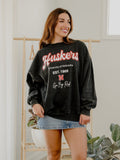 Nebraska Huskers Letterman Charcoal Chrome Hi Dive Sweatshirt