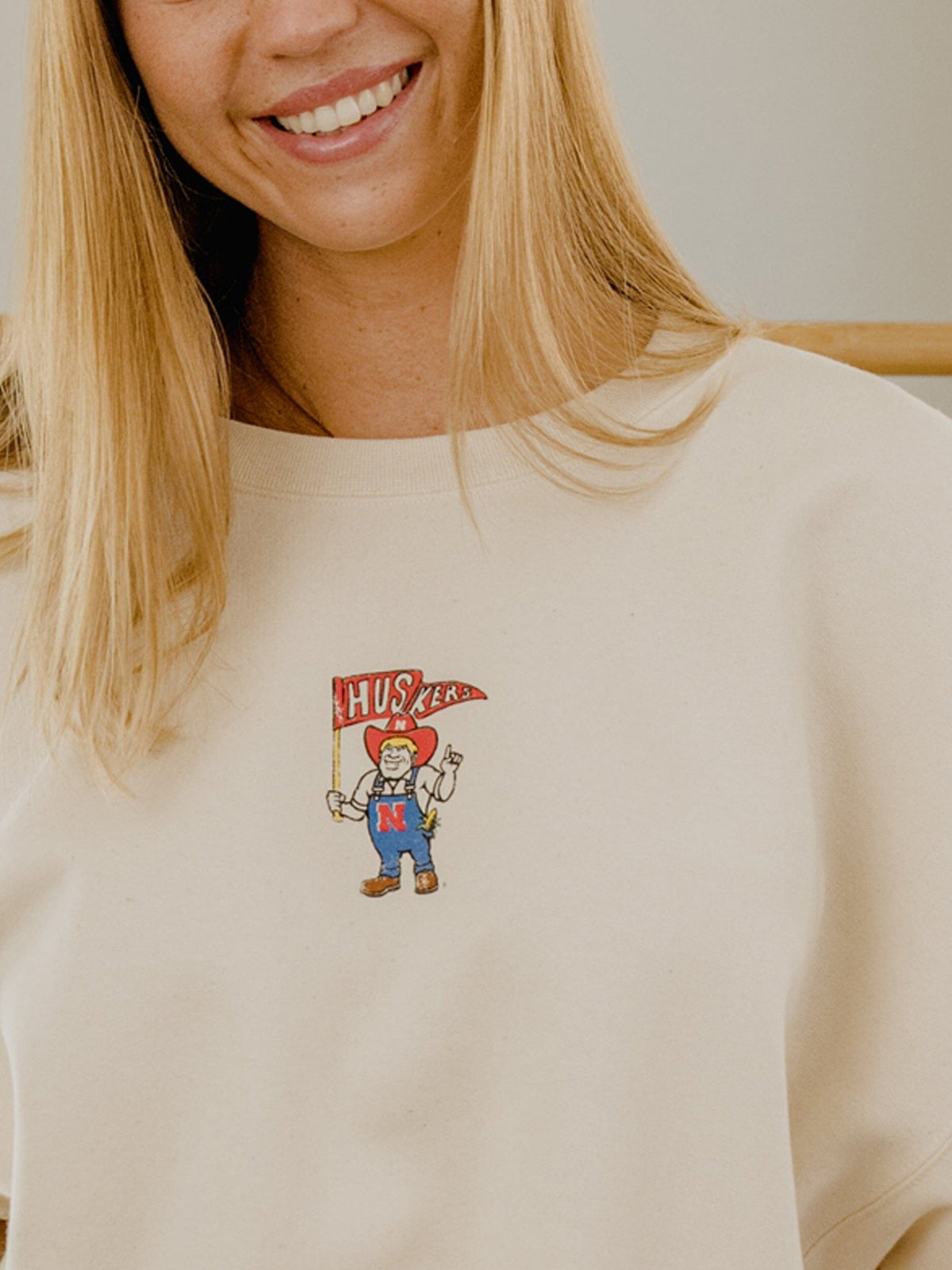 Nebraska Huskers Mascot Flag Natural Sweatshirt