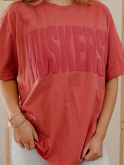 Nebraska Huskers Mono Puff Ink Red Heavyweight Tee