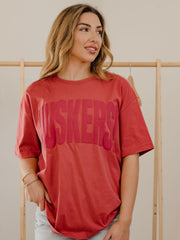 Nebraska Huskers Mono Puff Ink Red Heavyweight Tee