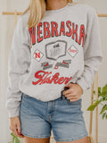 Nebraska Huskers Patches 25 Ash Gray Thrifted Sweatshirt