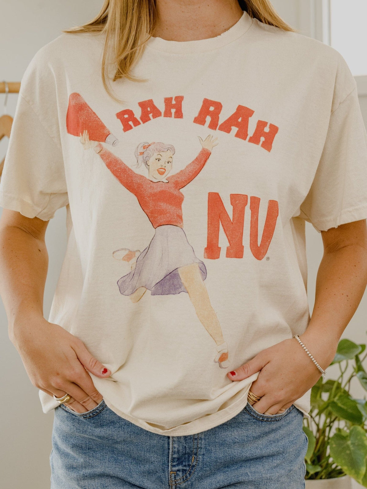 Nebraska Huskers Rah Rah Off White Thrifted Tee