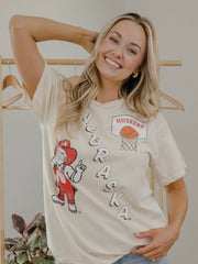 Nebraska Huskers Retro Basketball Off White Thrifted Tee
