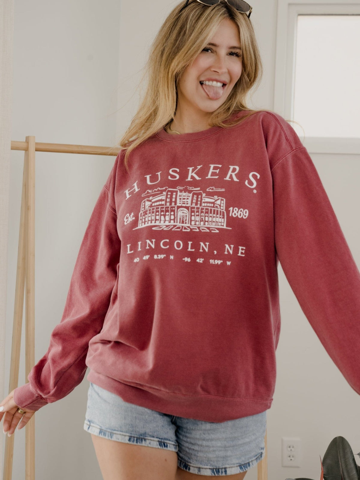Nebraska Huskers Stadium Coordinates Red Sweatshirt
