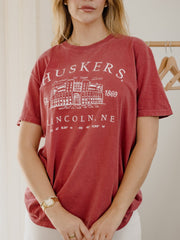 Nebraska Huskers Stadium Coordinates Red Tee