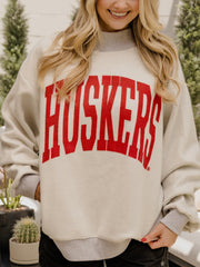 Nebraska Huskers Tall Boy Gray Mock Neck Reversible Sweatshirt
