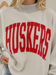 Nebraska Huskers Tall Boy Gray Mock Neck Reversible Sweatshirt