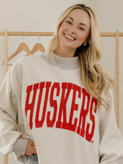 Nebraska Huskers Tall Boy Gray Mock Neck Reversible Sweatshirt