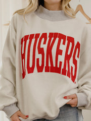 Nebraska Huskers Tall Boy Gray Mock Neck Reversible Sweatshirt