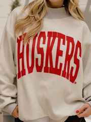 Nebraska Huskers Tall Boy Gray Mock Neck Reversible Sweatshirt