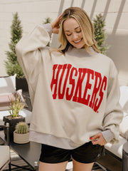 Nebraska Huskers Tall Boy Gray Mock Neck Reversible Sweatshirt