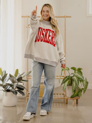 Nebraska Huskers Tall Boy Gray Mock Neck Reversible Sweatshirt