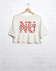 Nebraska Huskers Twisted Check Off White Cropped Tee