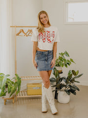 Nebraska Huskers Twisted Check Off White Cropped Tee