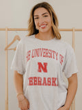Nebraska Huskers Vintage Sport Ash Gray Thrifted Tee