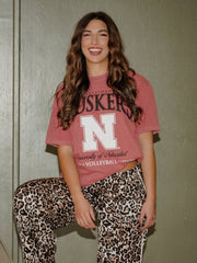Nebraska Huskers Volleyball Logo Red CC Tee